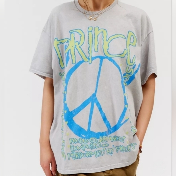 UO Prince Sign O' The Times 1987 Album Baggy Tee in Distressed Gray Sz L/XL NWT - Picture 3 of 9